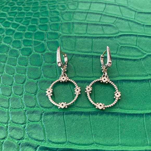 Pre-Loved Judith Ripka Textured Sterling Silver Circle Earrings/Diamond Accents - Picture 4 of 4